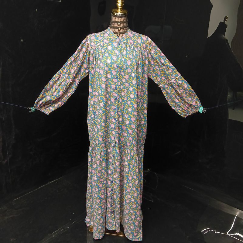 L-XL  Yazrin Printed Cotton Dress 57" Long Jalabiya