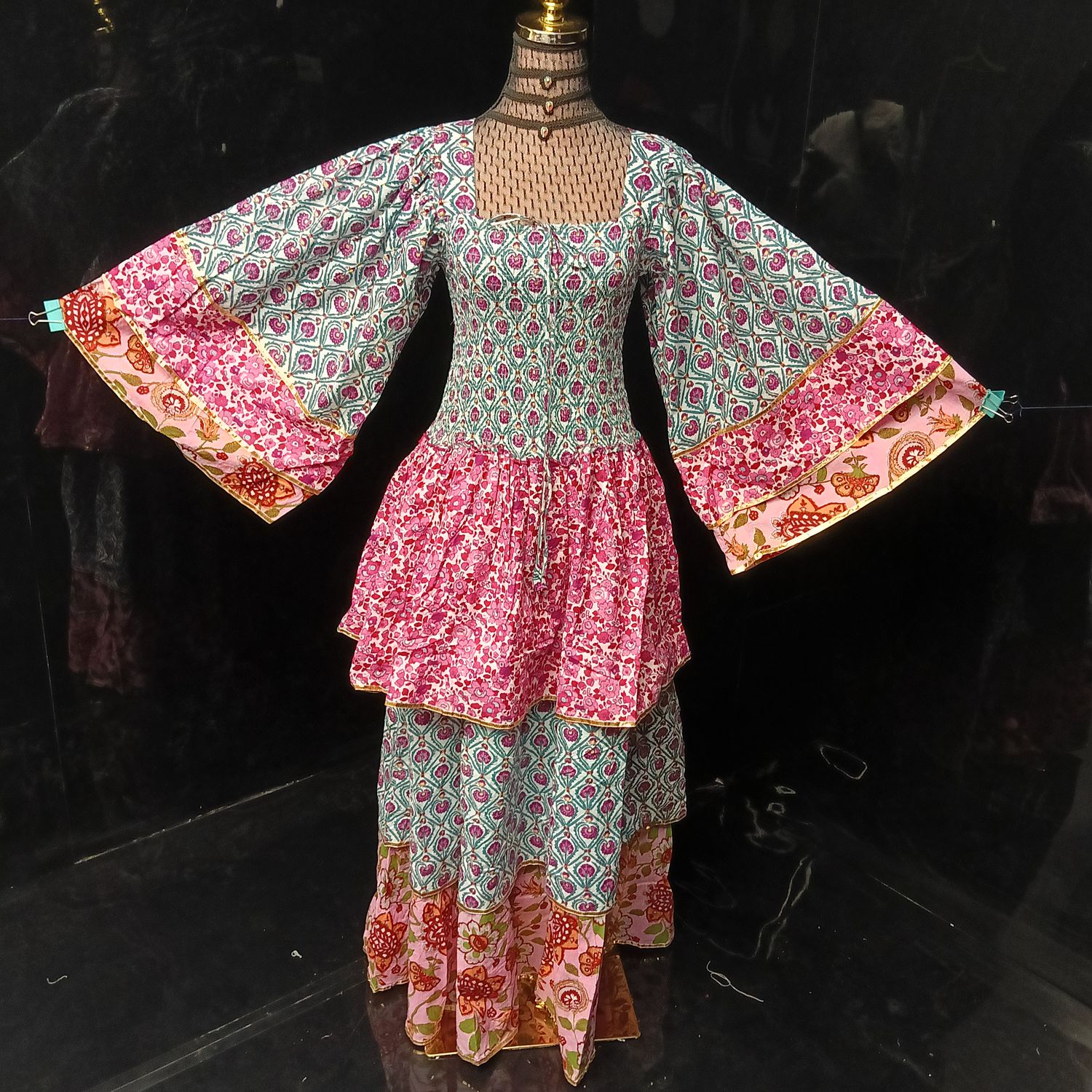 L/XL Rahima Printed Cotton Dress 57" Long Jalabiya