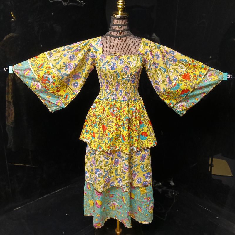 12-13 Year Rahima Printed Cotton Dress 50" Long Jalabiya