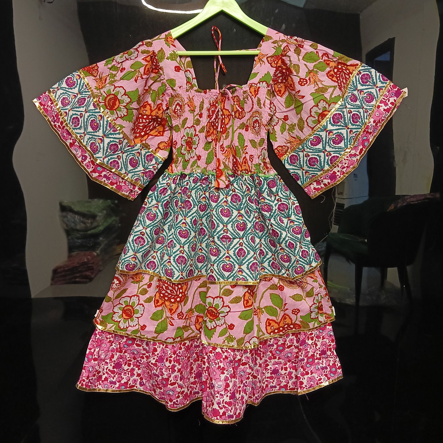 4-5 Year Rahima Printed Cotton Dress 34" Long Jalabiya