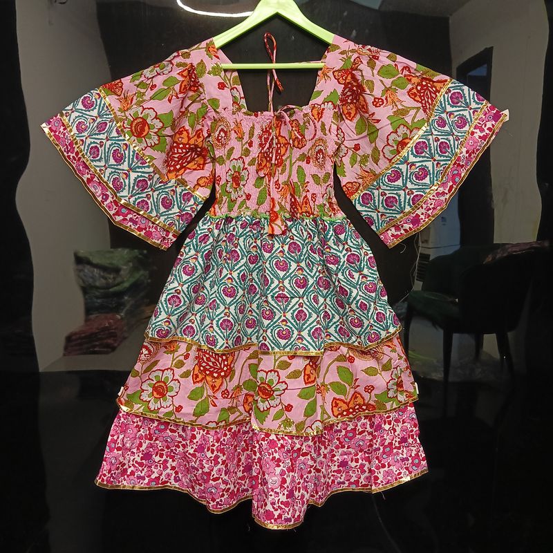 4-5 Year Rahima Printed Cotton Dress 34" Long Jalabiya