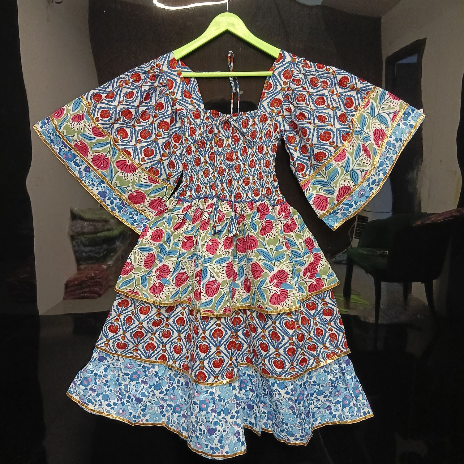 4-5 Year Rahima Printed Cotton Dress 34" Long Jalabiya