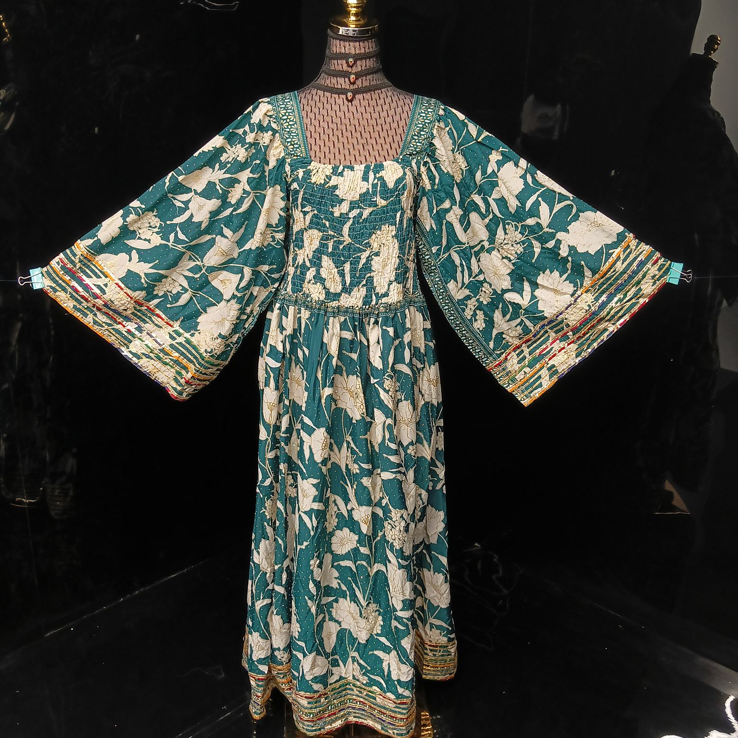 S-M Elzina Silk Crystal Dress 57" Long Jalabiya