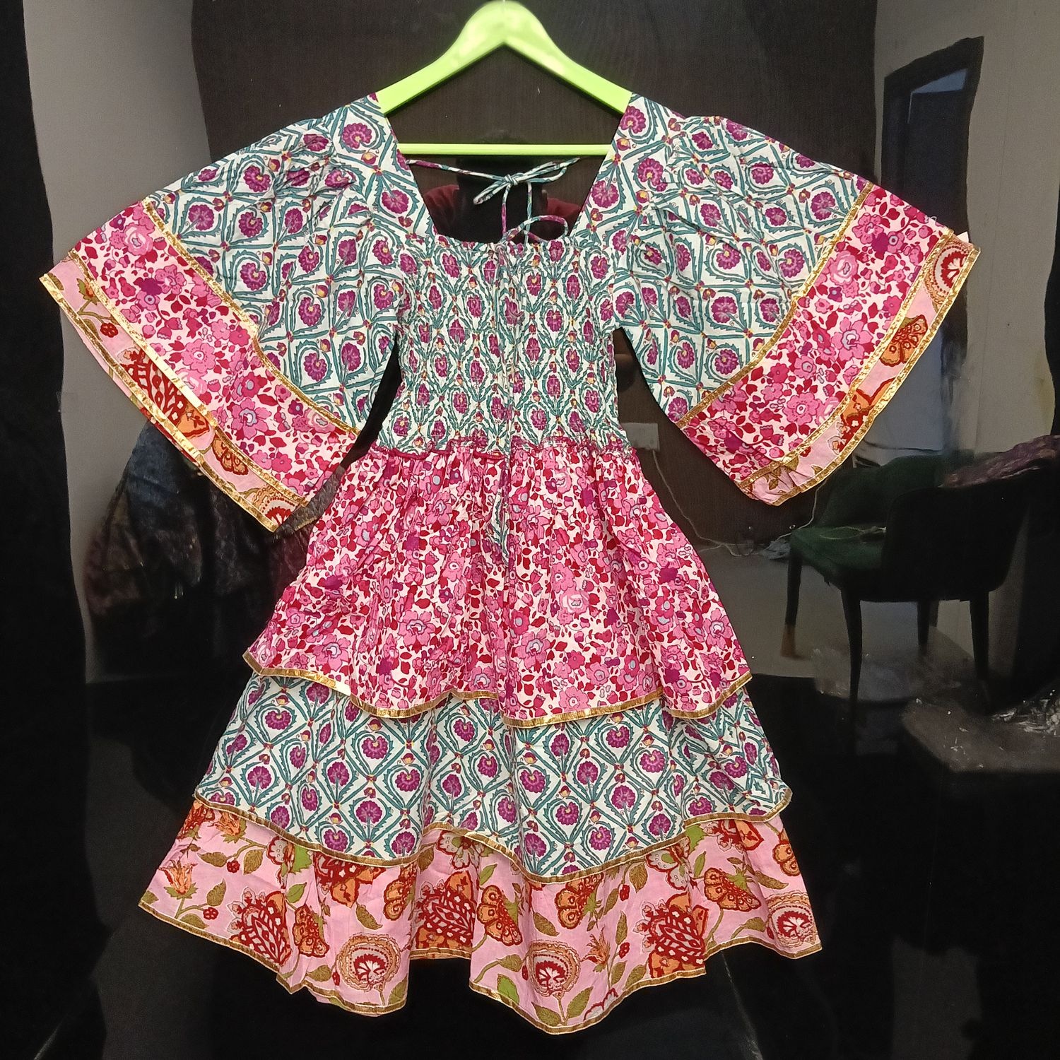 4-5 Year Rahima Printed Cotton Dress 34" Long Jalabiya