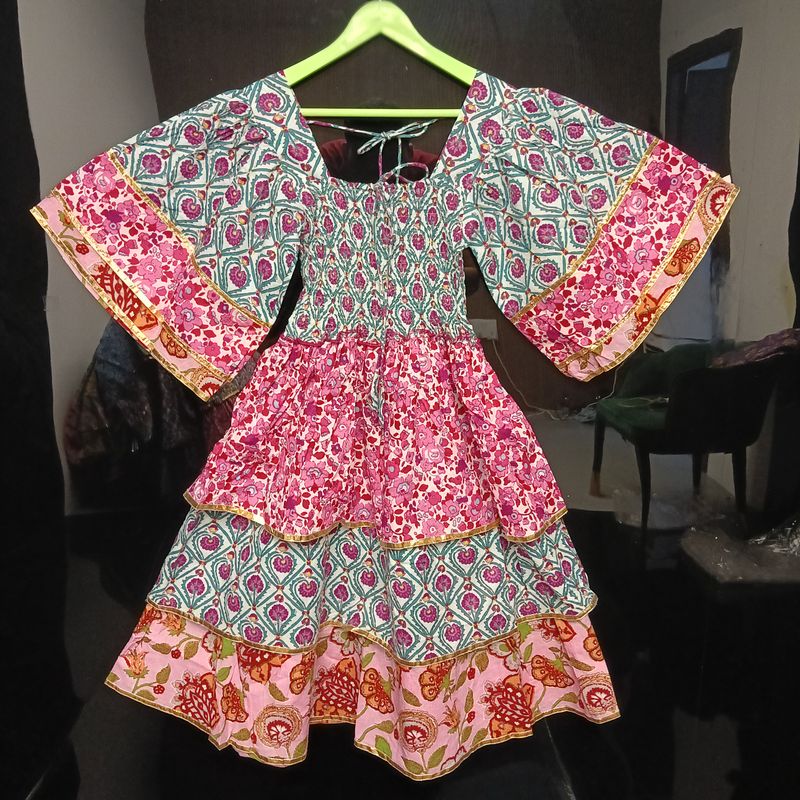 4-5 Year Rahima Printed Cotton Dress 34" Long Jalabiya