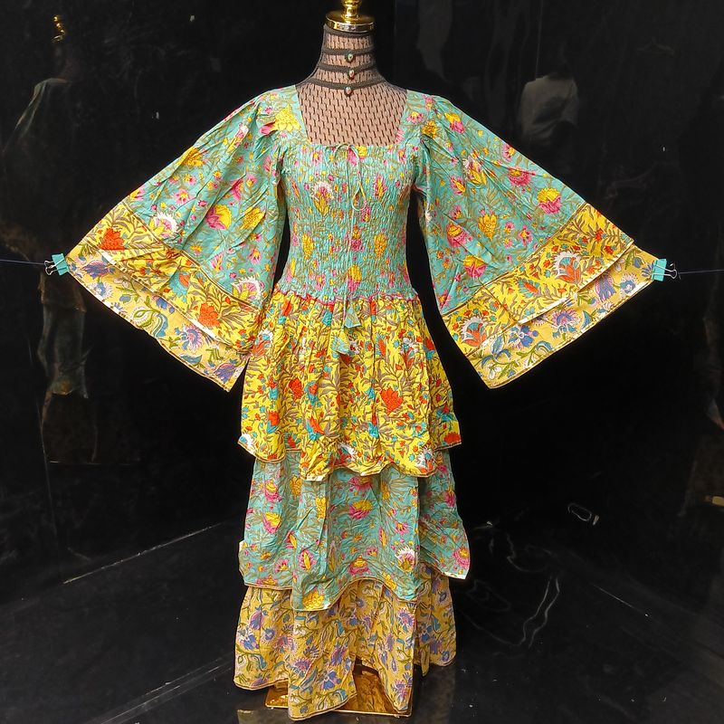 2XL/3XL Rahima Printed Cotton Dress 57" Long Jalabiya