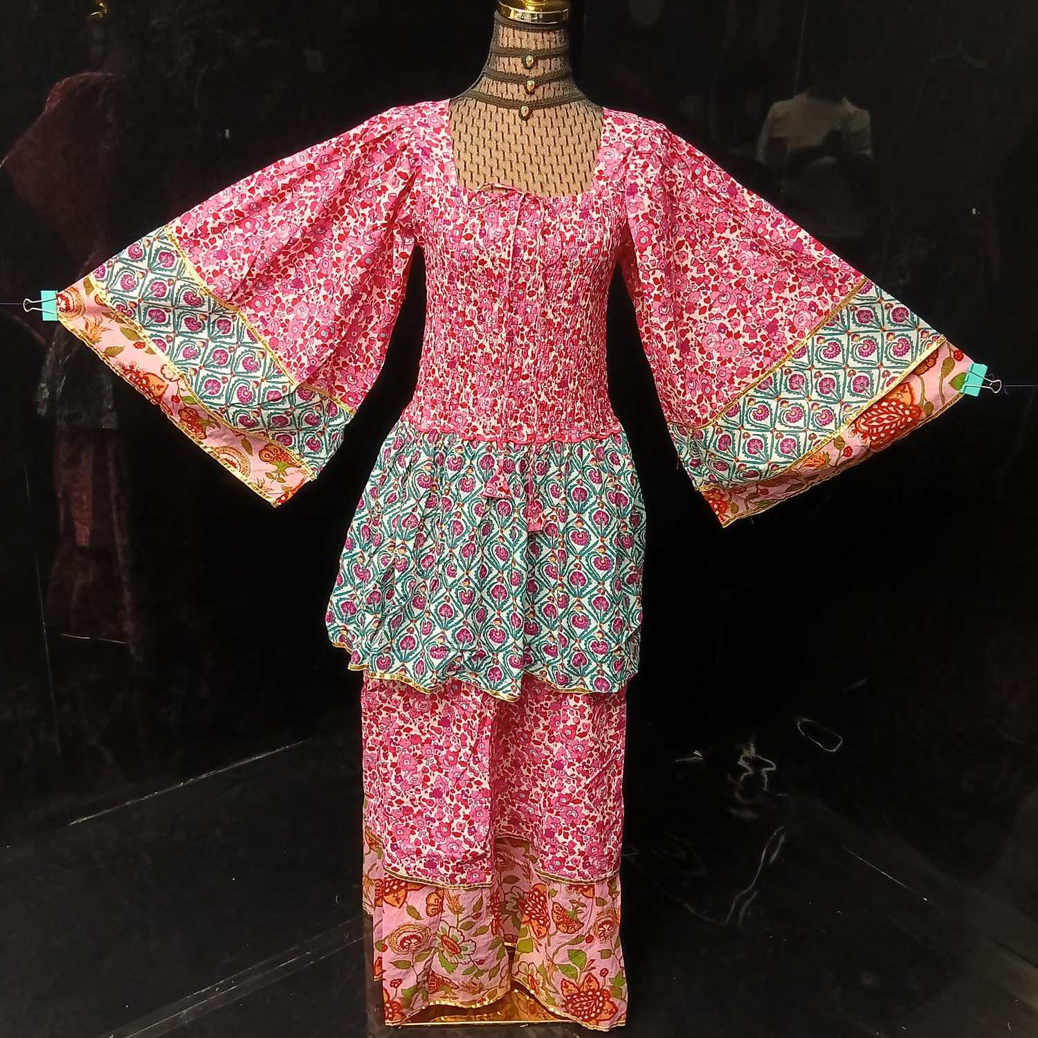 L/XL Rahima Printed Cotton Dress 57" Long Jalabiya