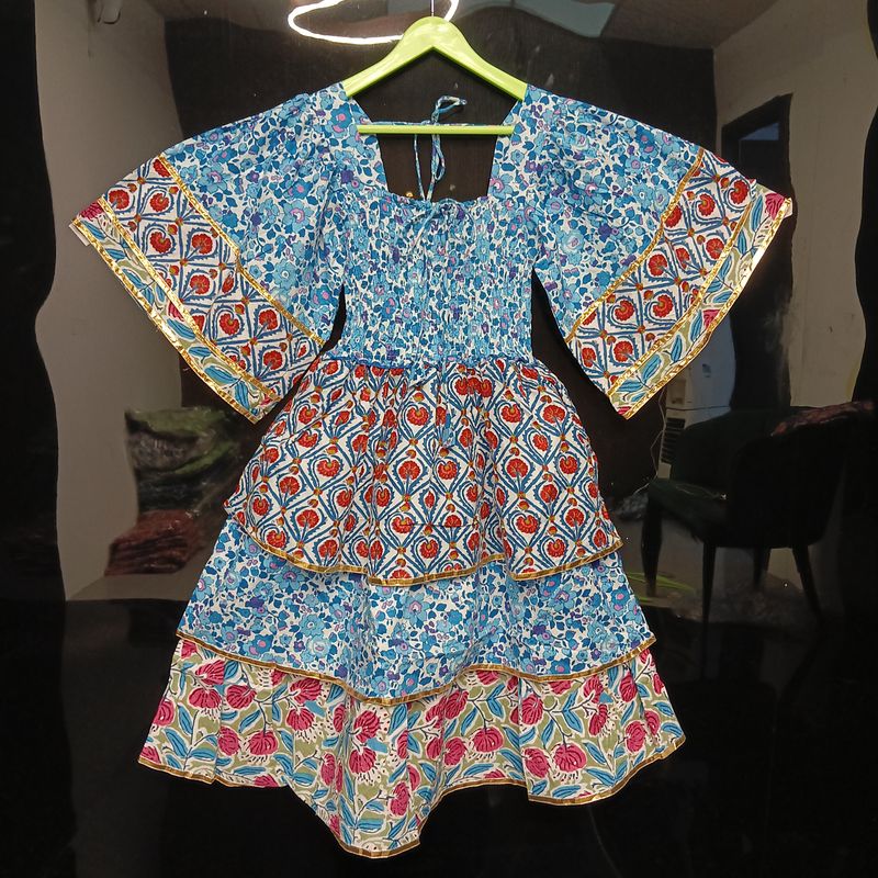 4-5 Year Rahima Printed Cotton Dress 34" Long Jalabiya