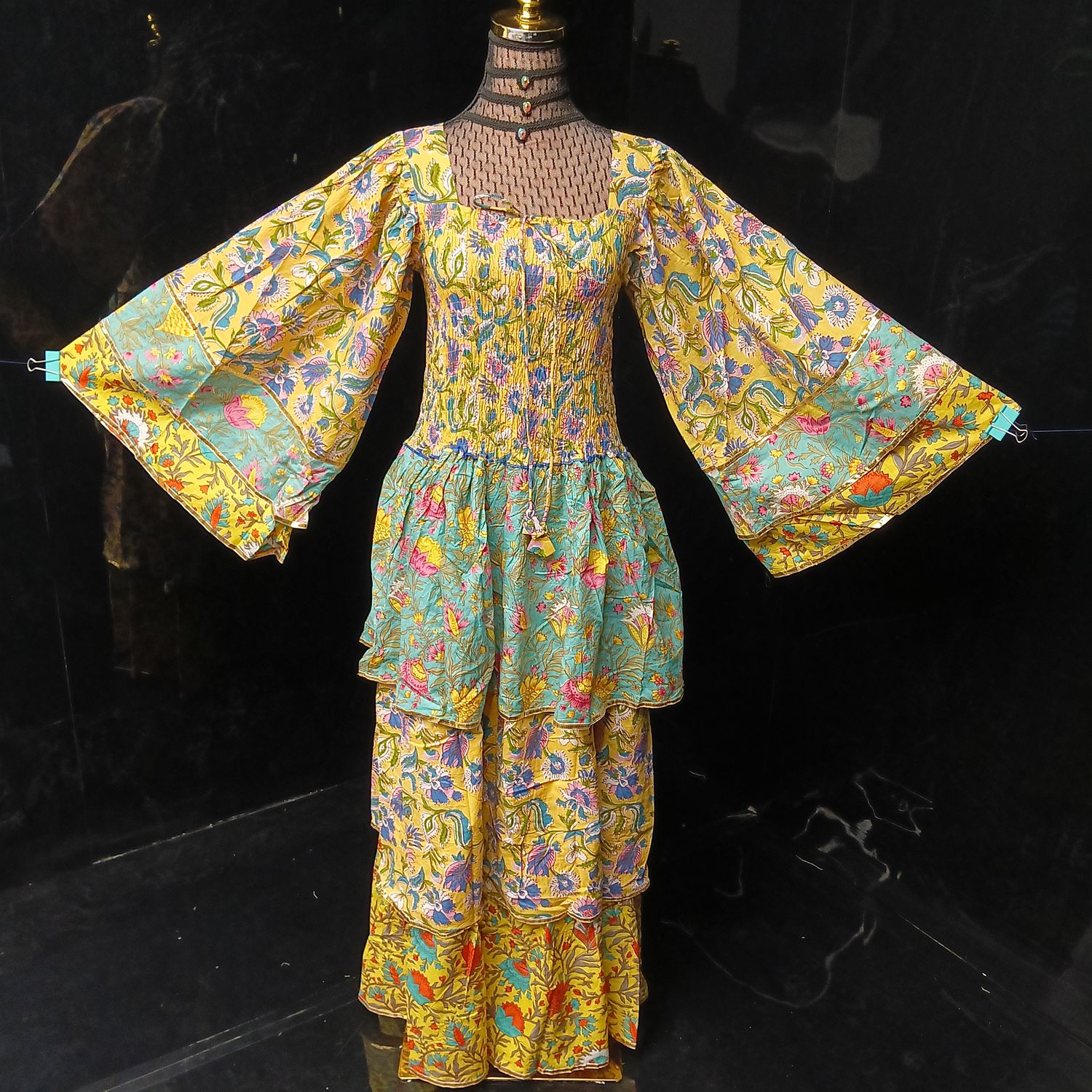 XS/S Rahima Printed Cotton Dress 54" Long Jalabiya