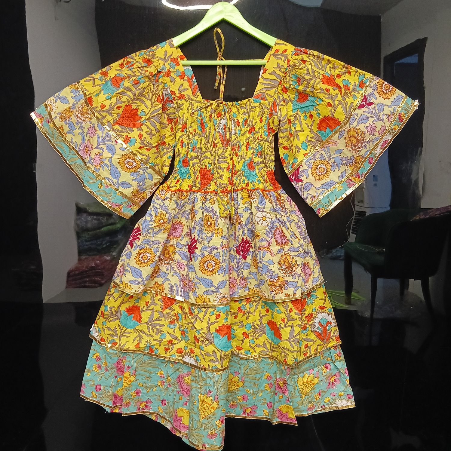 4-5 Year Rahima Printed Cotton Dress 34" Long Jalabiya