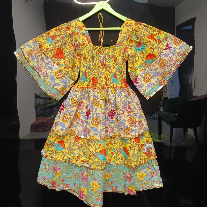 4-5 Year Rahima Printed Cotton Dress 34" Long Jalabiya