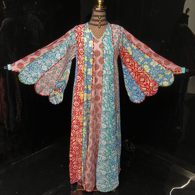 S/M Meher Crystal Multi Printed Cotton Dress 57" Long Jalabiya