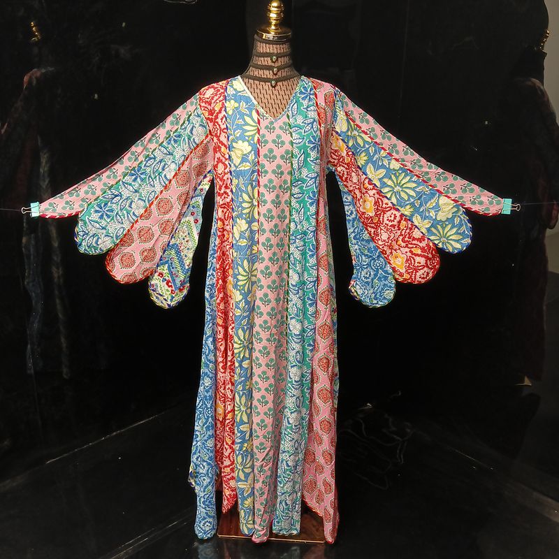 L/XL Meher Crystal Multi Printed Cotton Dress 57" Long Jalabiya