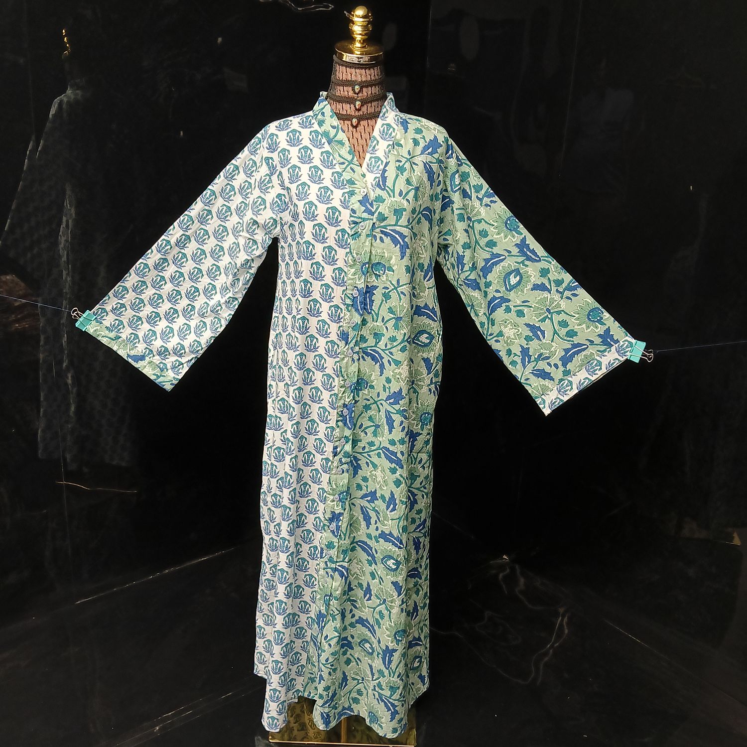 S-M Ayana Printed Cotton Dress 57" Long Jalabiya