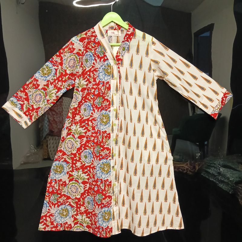 6-7 Year Ayana Printed Cotton Girls Dress 38'' Long Jalabiya