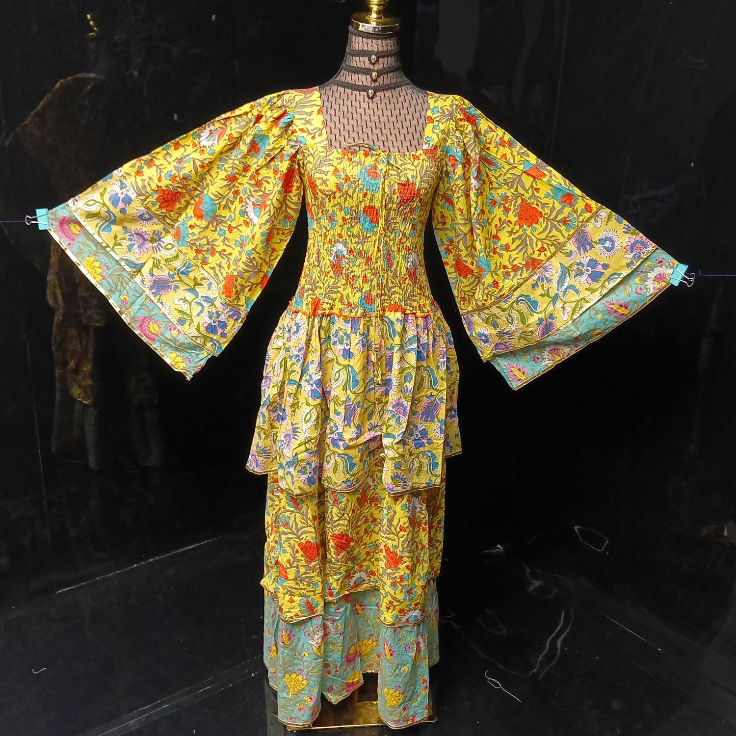 2XL/3XL Rahima Printed Cotton Dress 57" Long Jalabiya