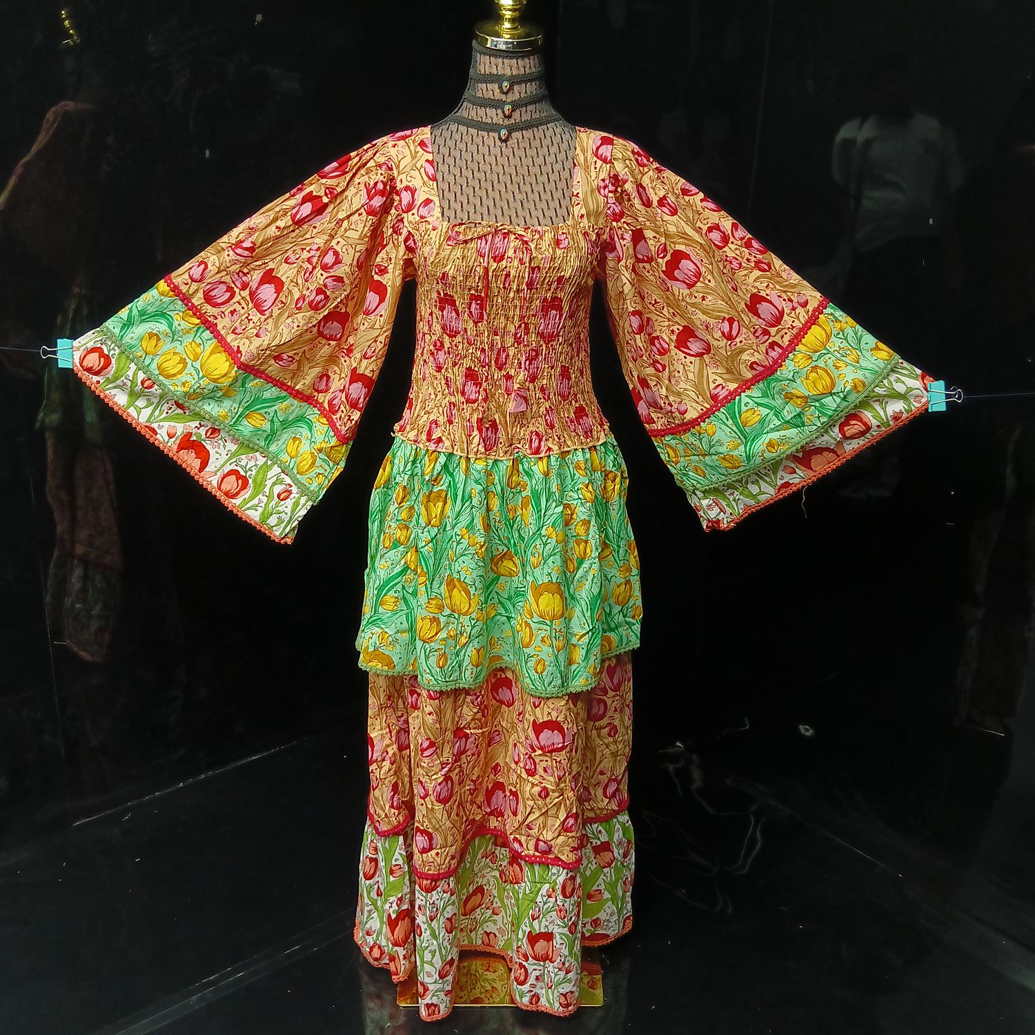 S/M Rahima Printed Cotton Dress 57" Long Jalabiya