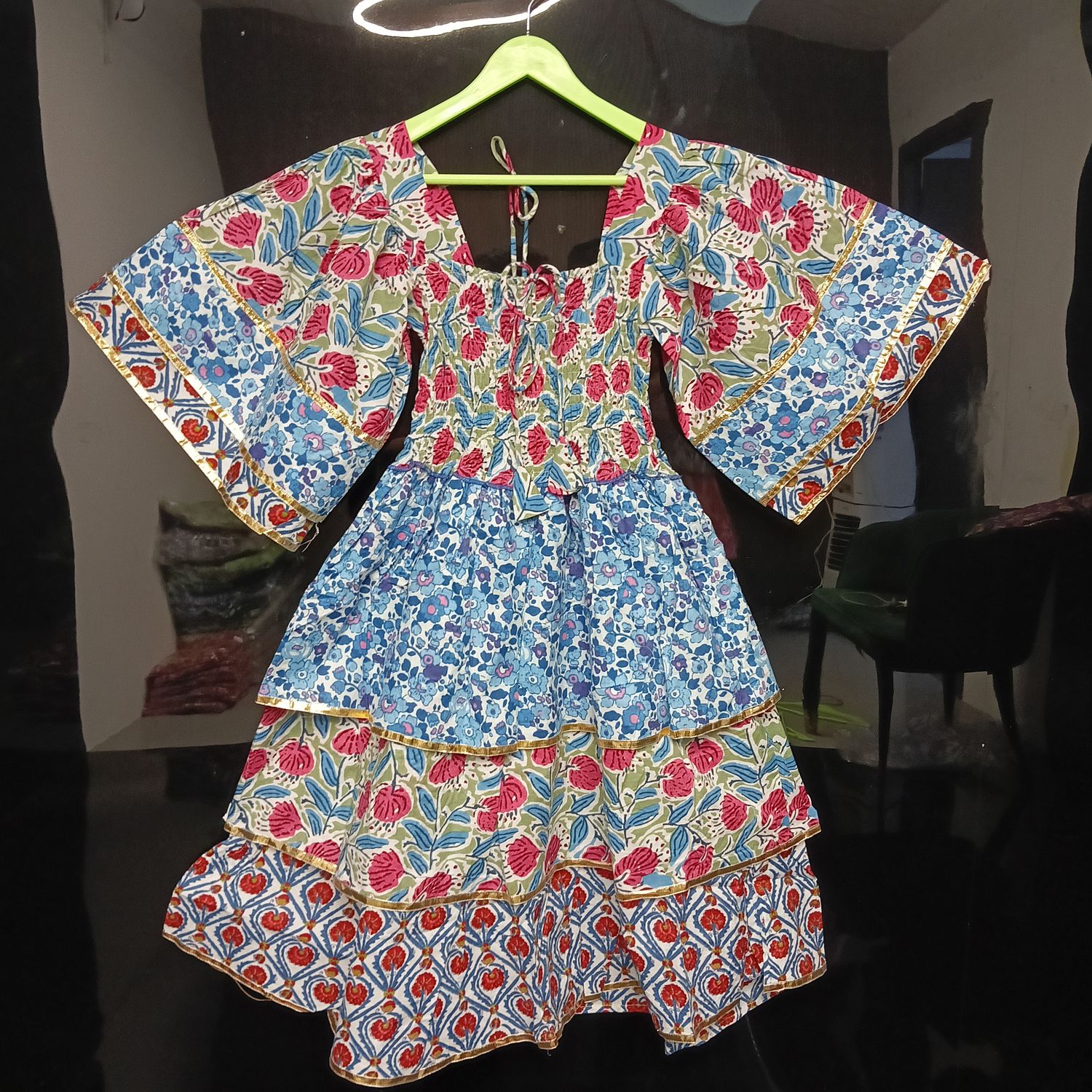 4-5 Year Rahima Printed Cotton Dress 34" Long Jalabiya