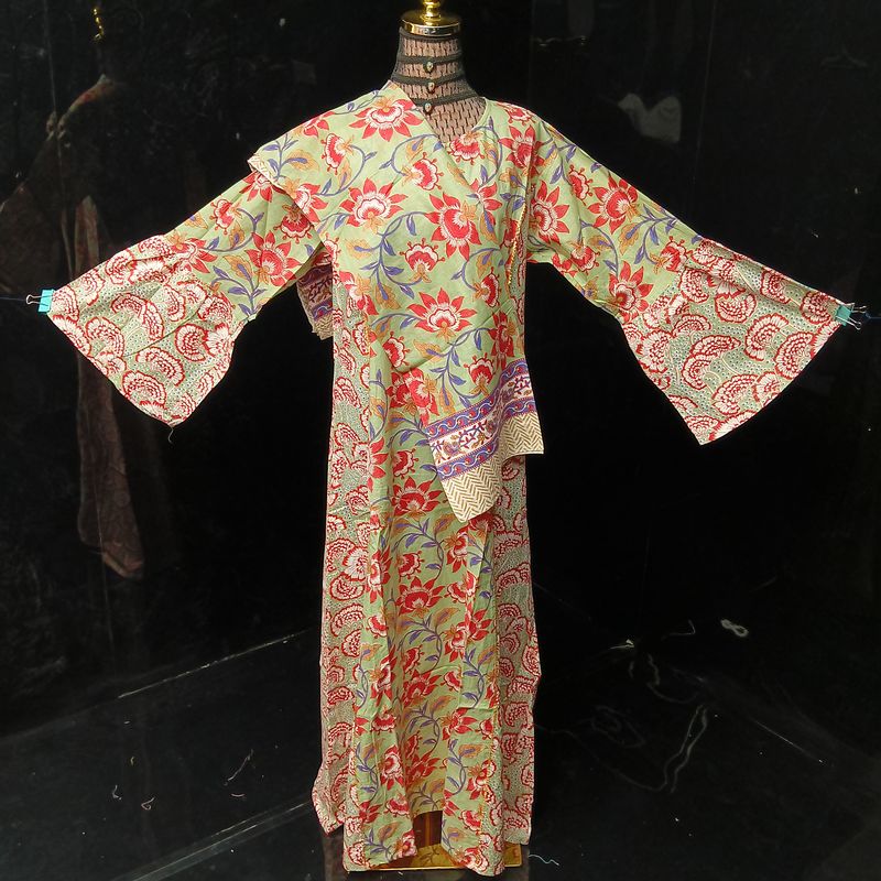 S-M Cotton Printed Marry Dress 56" Long Jalabiya With Sheila