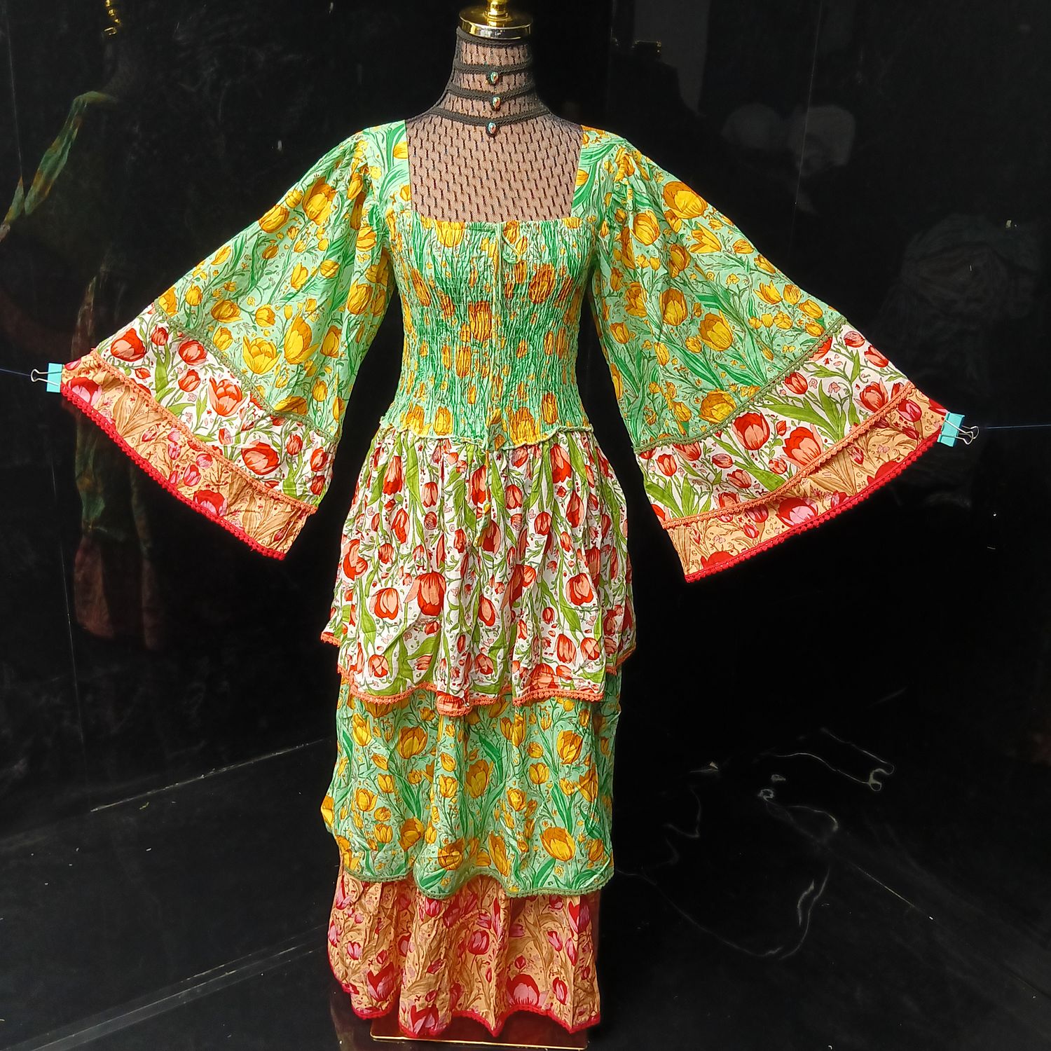 S/M Rahima Printed Cotton Dress 57" Long Jalabiya