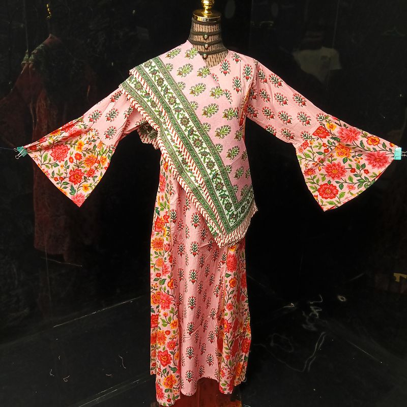 2XL/3XL Marry Printed Cotton Dress 57" Long Jalabiya With Sheila