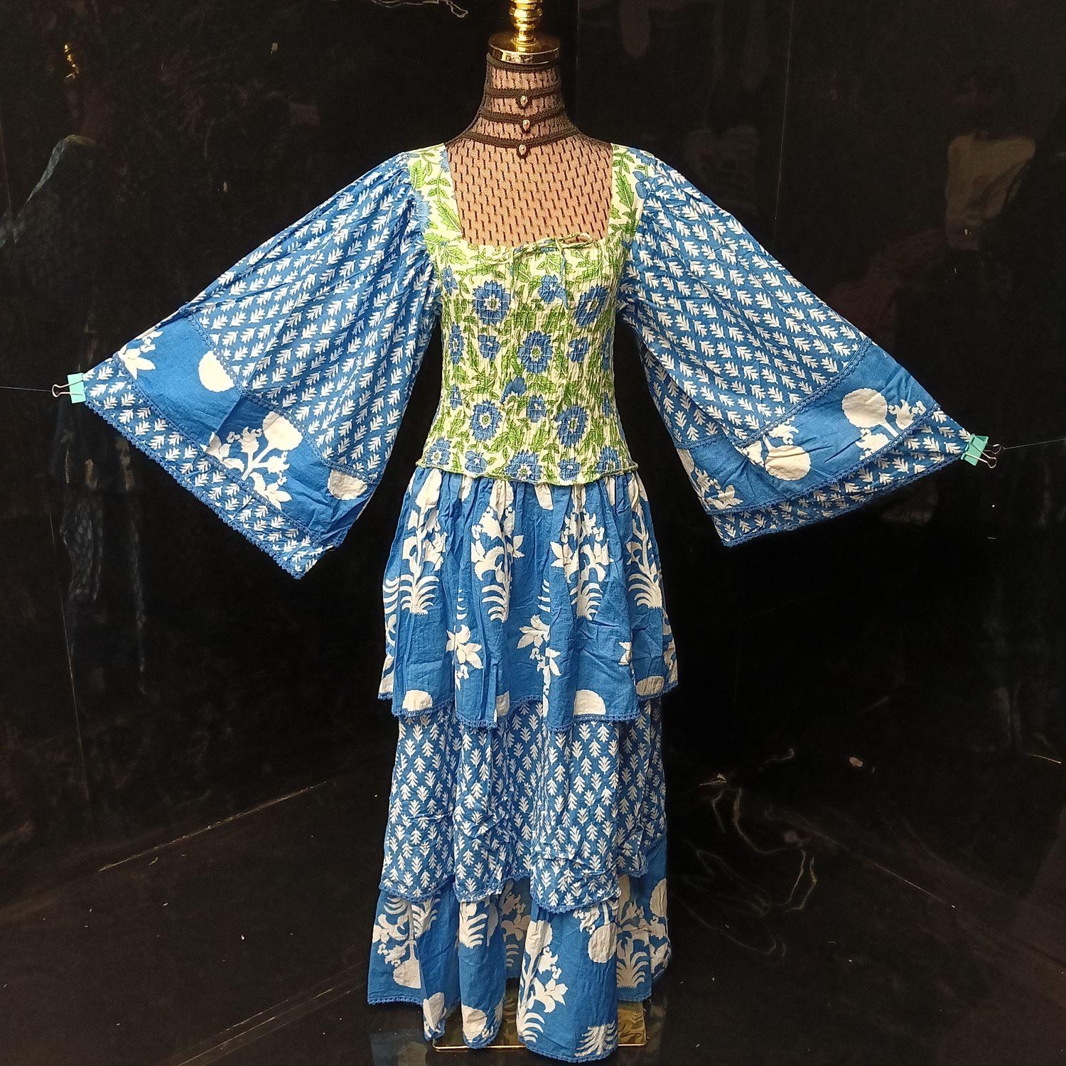 S/M Rahima Printed Cotton Dress 57" Long Jalabiya