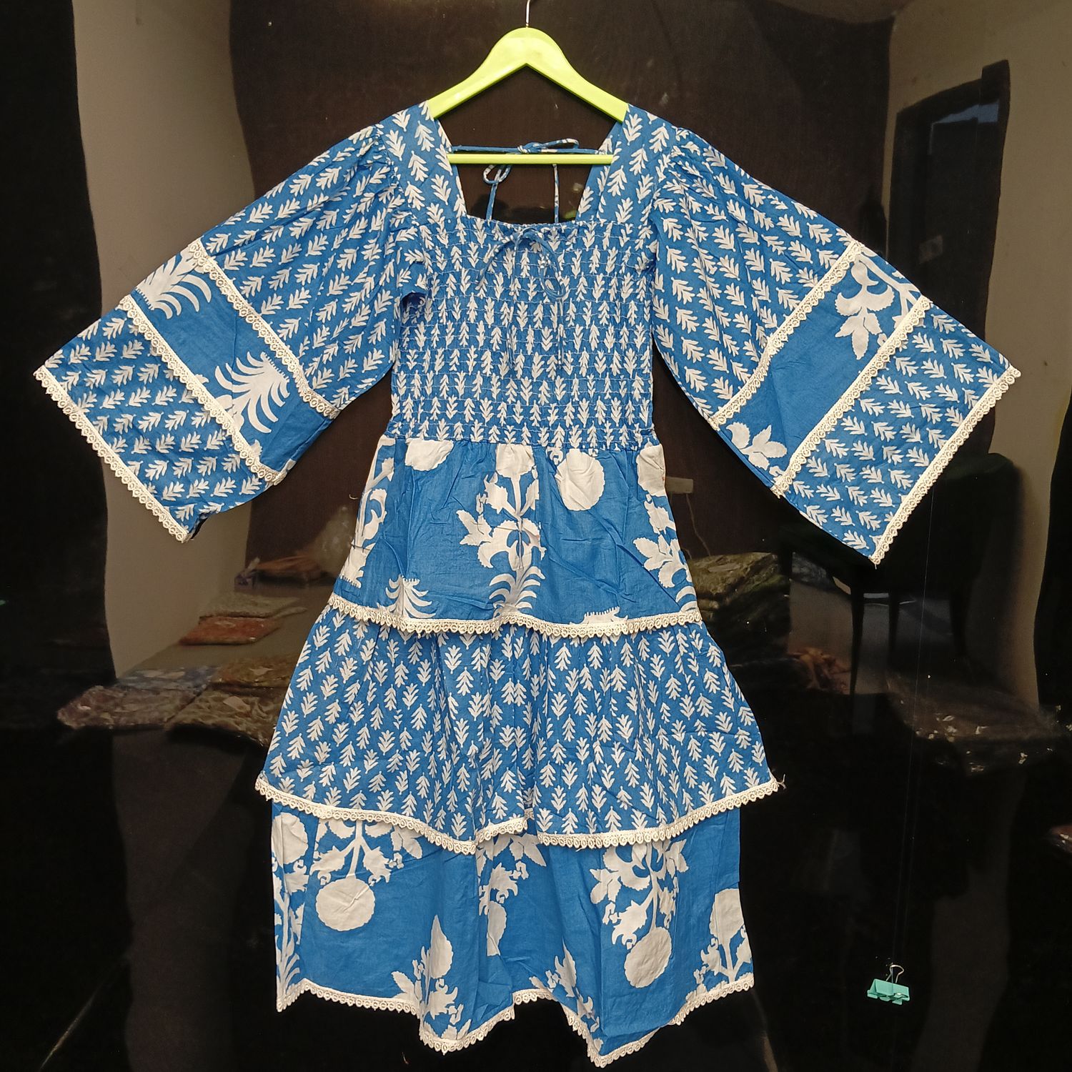 6-7 Year Rahima Printed Cotton  Dress 38" Long Jalabiya