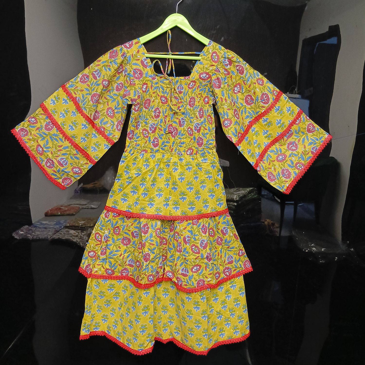 6-7 Year Rahima Printed Cotton  Dress 38" Long Jalabiya