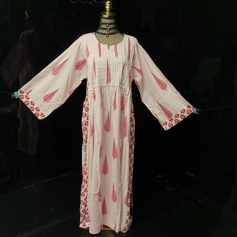 S-M Aaron Printed Cotton Dress 57" Long Jalabiya