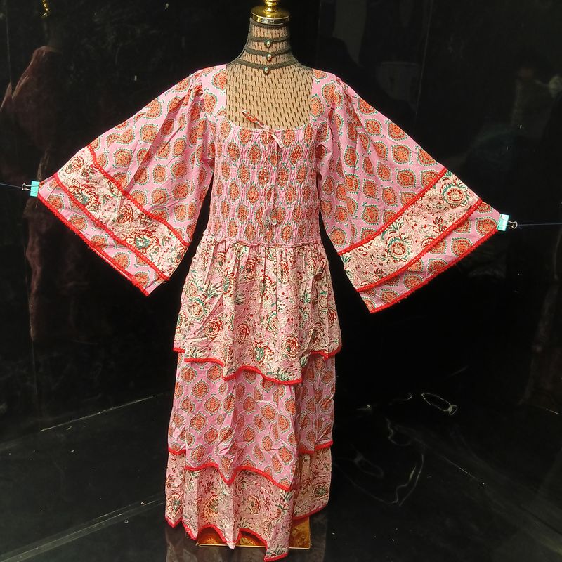 L/XL Rahima Printed Cotton Dress 57" Long Jalabiya