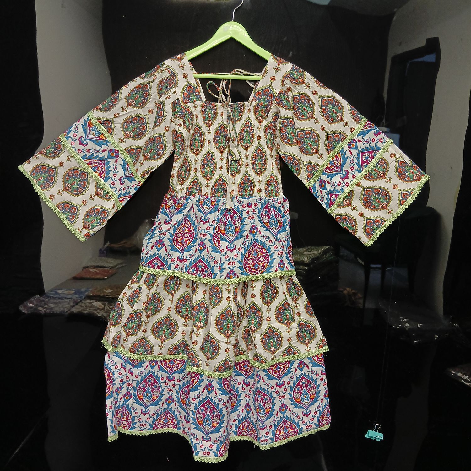 6-7 Year Rahima Printed Cotton  Dress 38" Long Jalabiya