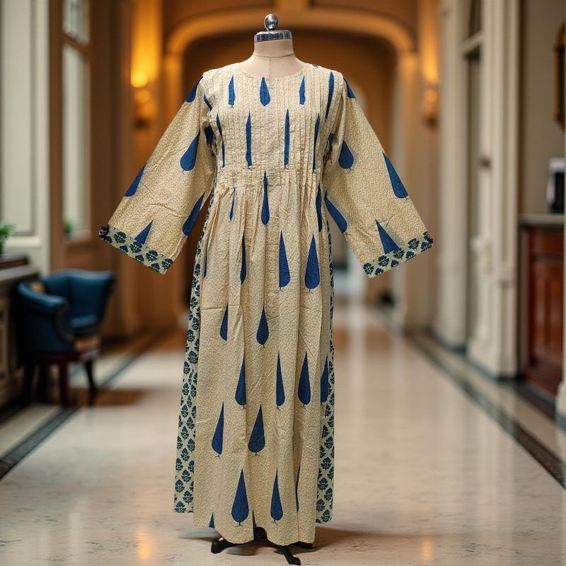 XS/S Aaron Printed Cotton Dress 54" Long Jalabiya