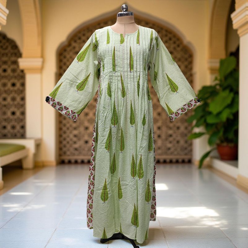 L-XL Aaron Printed Cotton Dress 57" Long Jalabiya