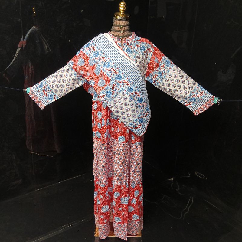 L/XL Afifa Printed Cotton Dress 57" Long Jalabiya  With Sheila