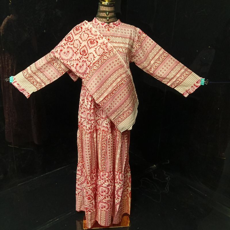 S-M Afifa Printed Cotton Dress 57" Long Jalabiya  With Sheila