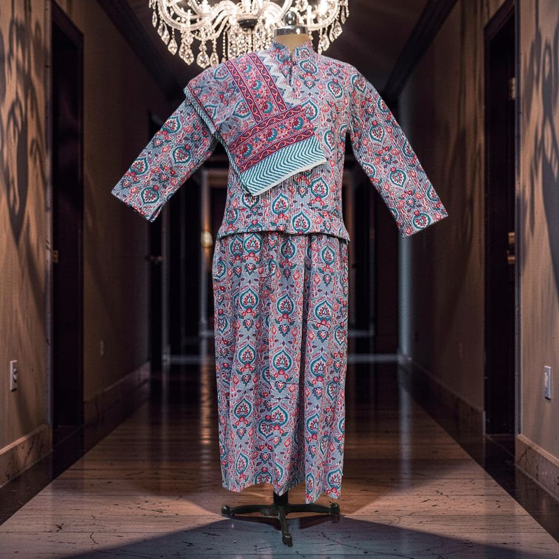 L-XL Hira Cotton Jacket &amp; Jalabiya Set With Sheila length 57” Long