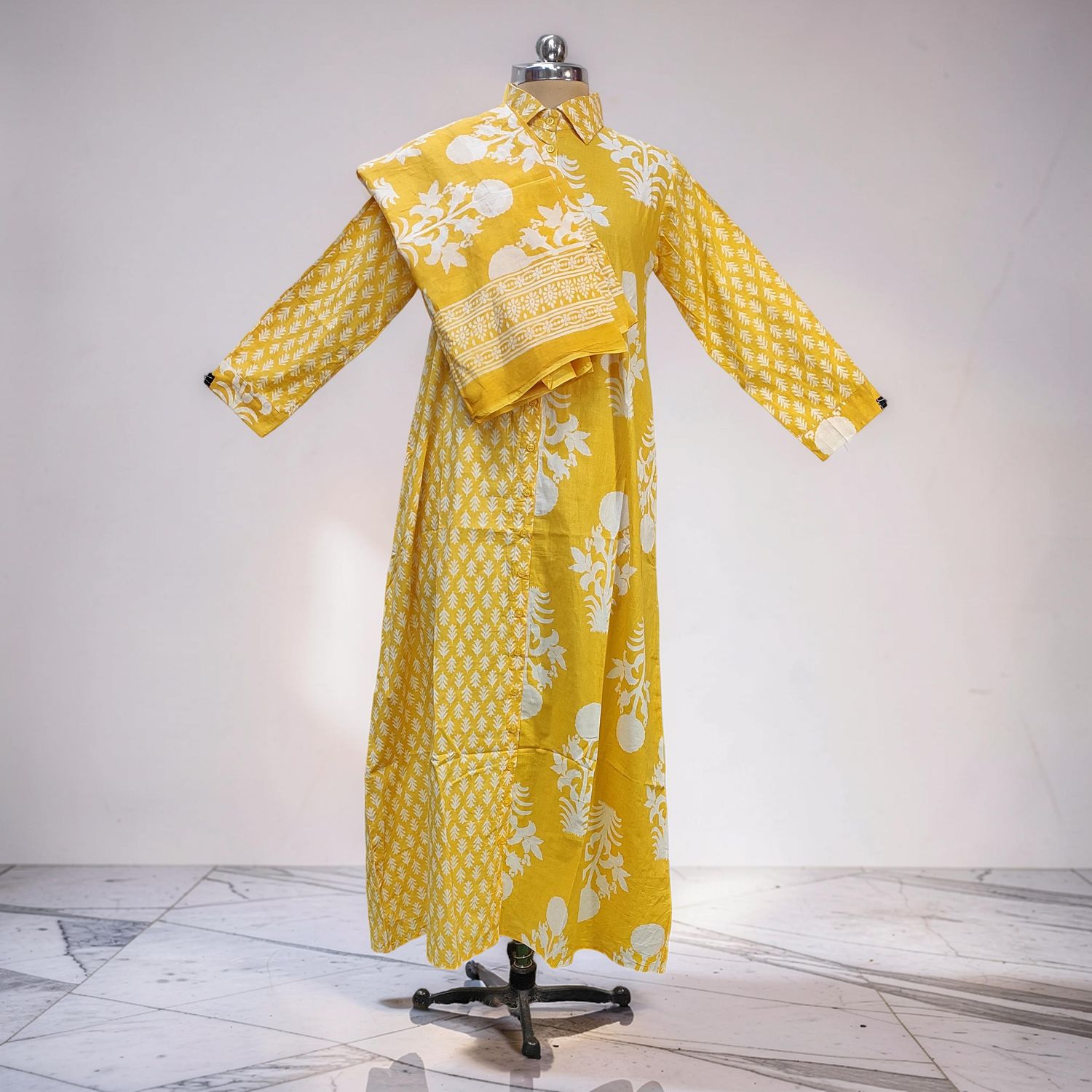 2XL-3XL Singapore Printed Cotton Dress 57" Long Jalabiya With Sheila JP