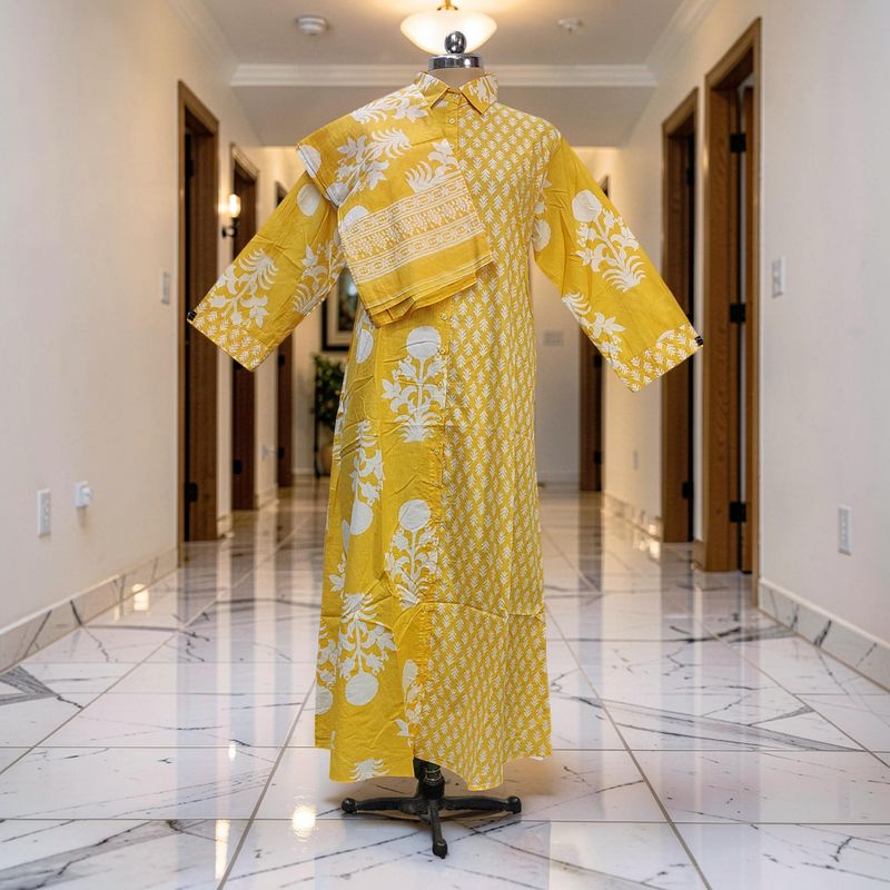 S-M Singapore Printed Cotton Dress 57" Long Jalabiya With Sheila JP