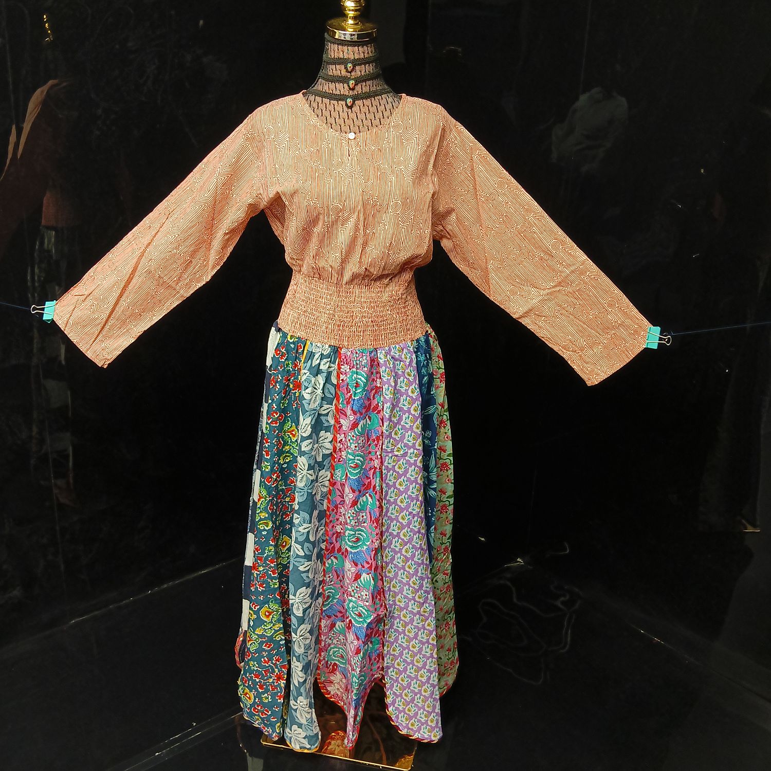 L/XL Zayna Printed Cotton Dress 56" Long Jalabiya