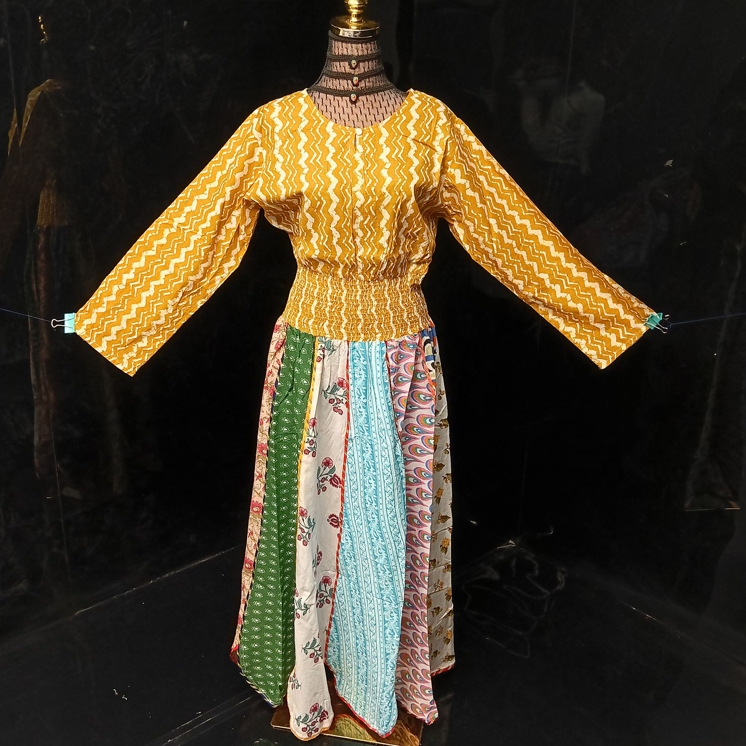 L/XL Zayna Printed Cotton Dress 56" Long Jalabiya