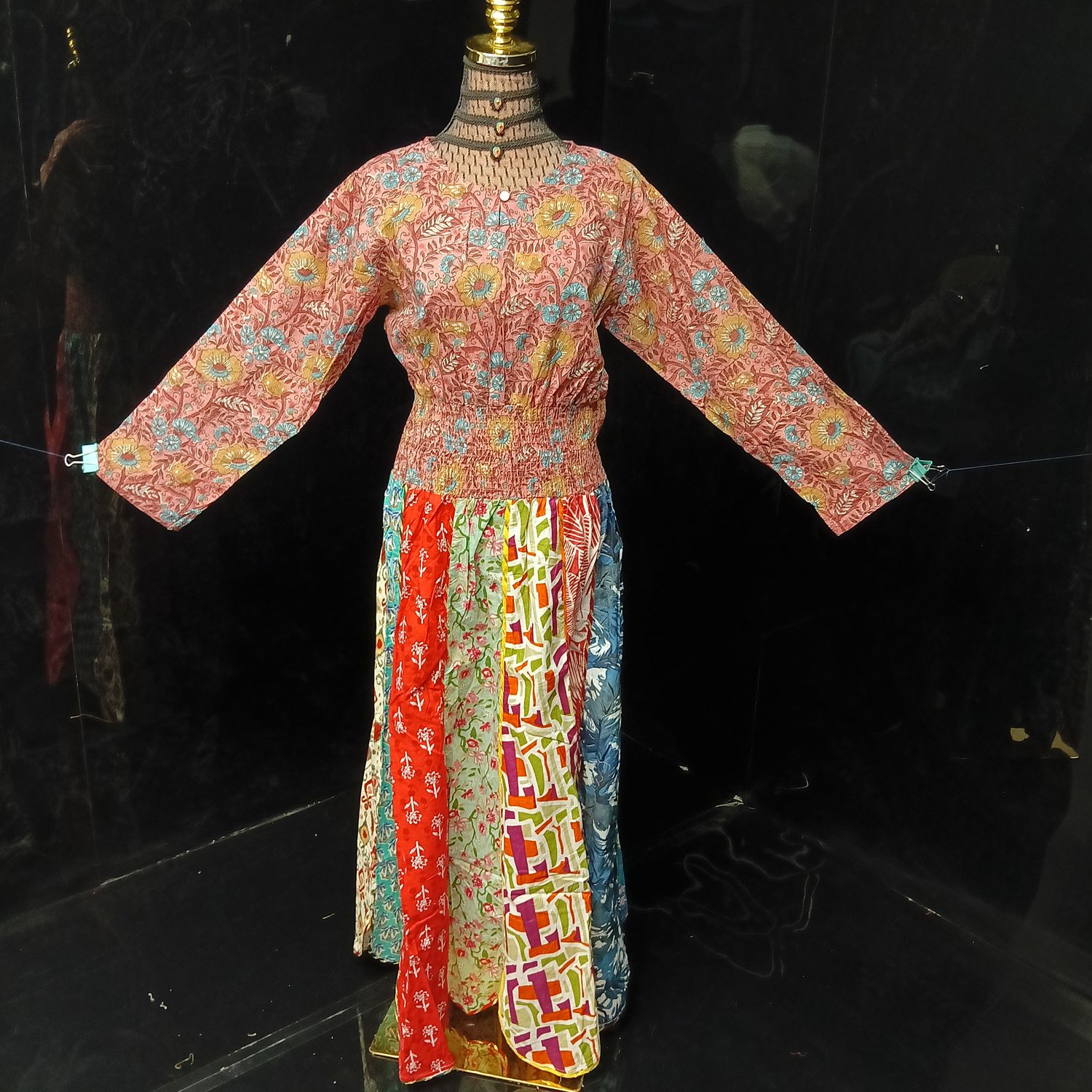 L/XL Zayna Printed Cotton Dress 56" Long Jalabiya