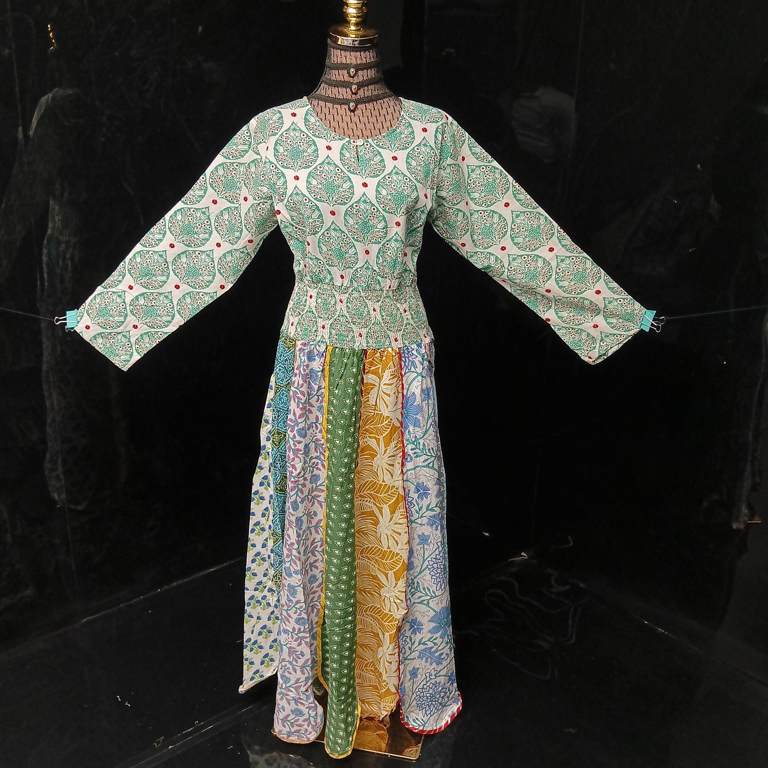 L/XL Zayna Printed Cotton Dress 56" Long Jalabiya