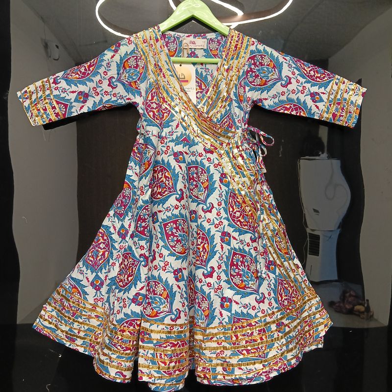 1-2 Year Priam Printed Cotton Girls Dress 26" Long Jalabiya