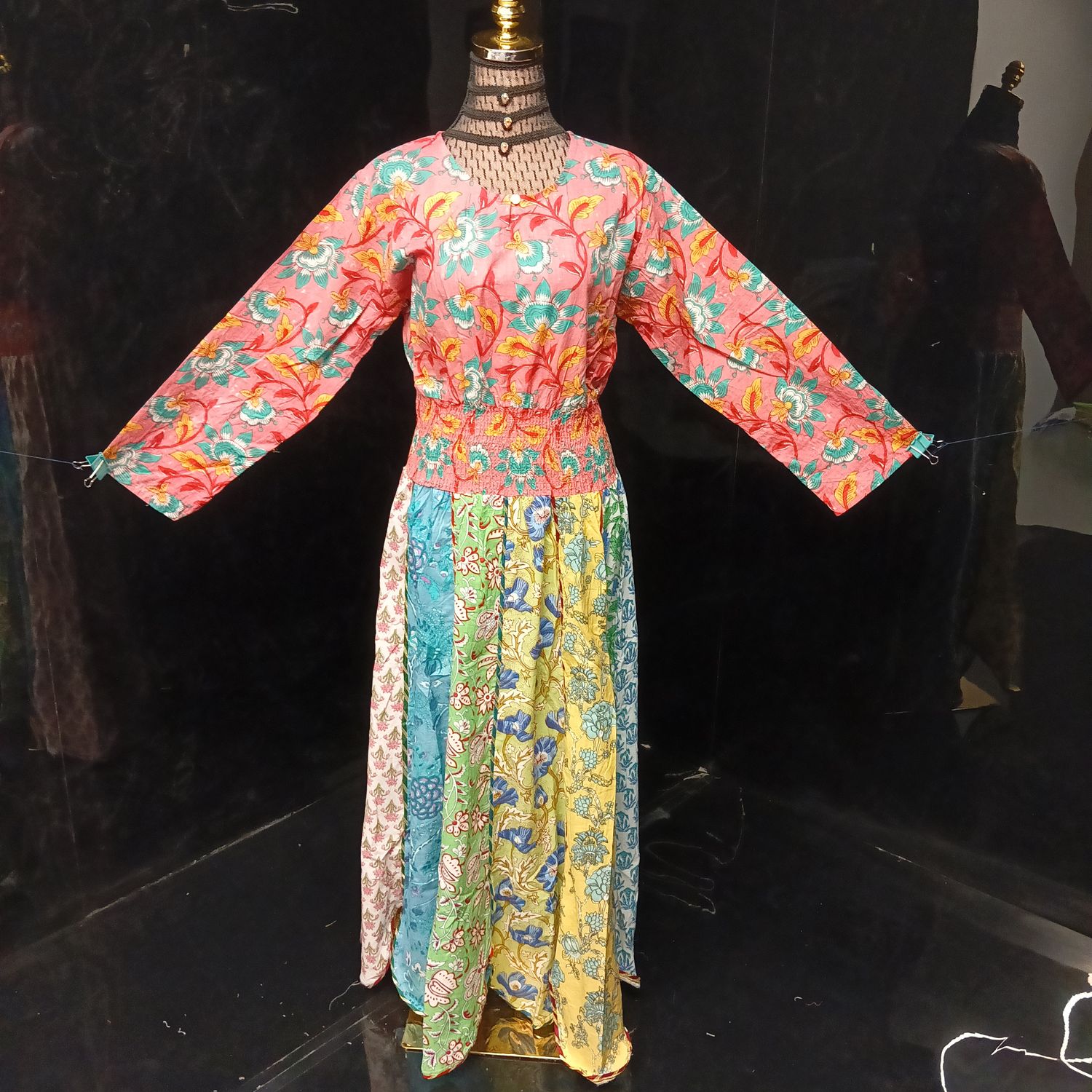 L/XL Zayna Printed Cotton Dress 56" Long Jalabiya