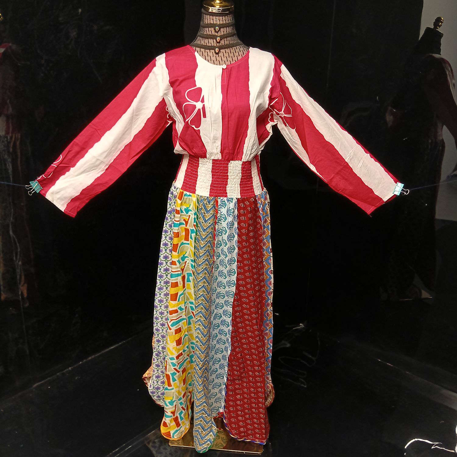 L/XL Zayna Printed Cotton Dress 56" Long Jalabiya