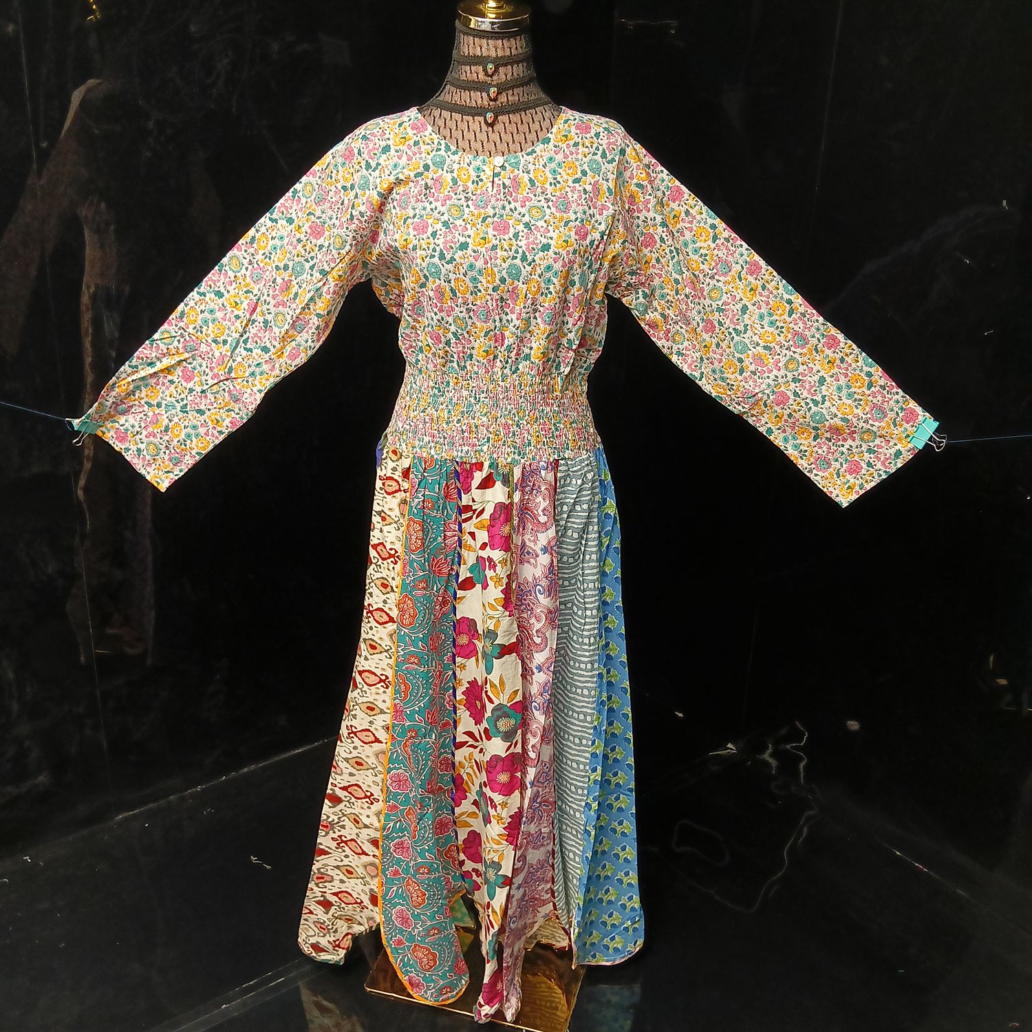 L/XL Zayna Printed Cotton Dress 56" Long Jalabiya