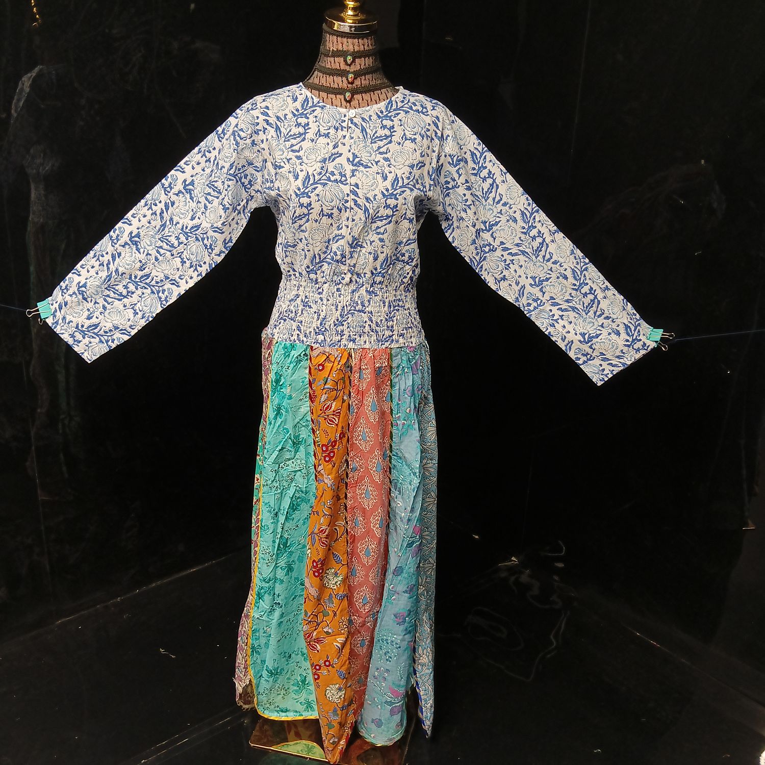 S-M Zayna Printed Cotton Dress 56" Long Jalabiya