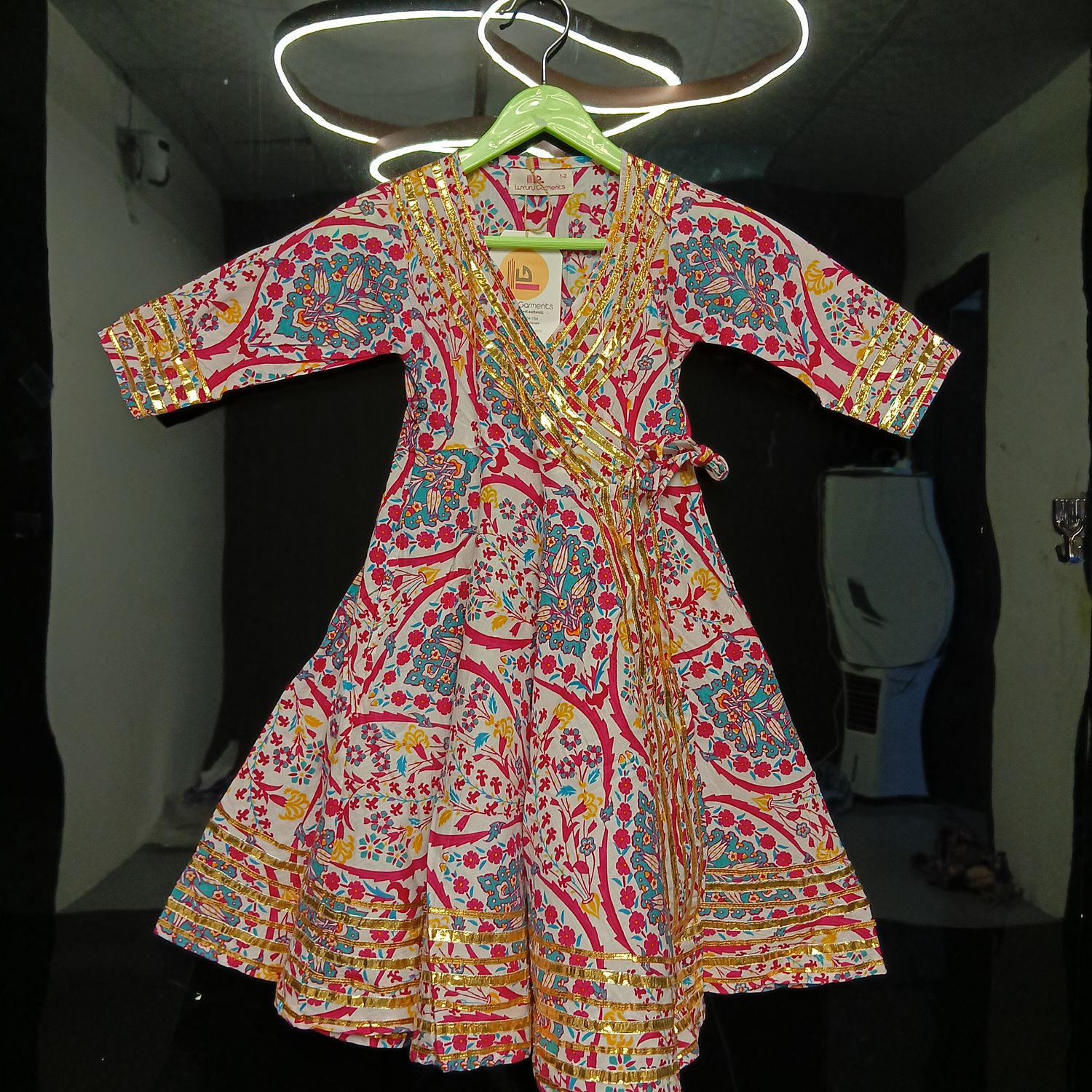 1-2 Year Priam Printed Cotton Girls Dress 26" Long Jalabiya