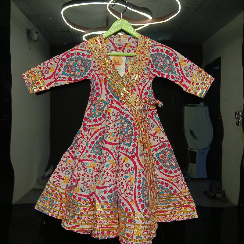 1-2 Year Priam Printed Cotton Girls Dress 26" Long Jalabiya