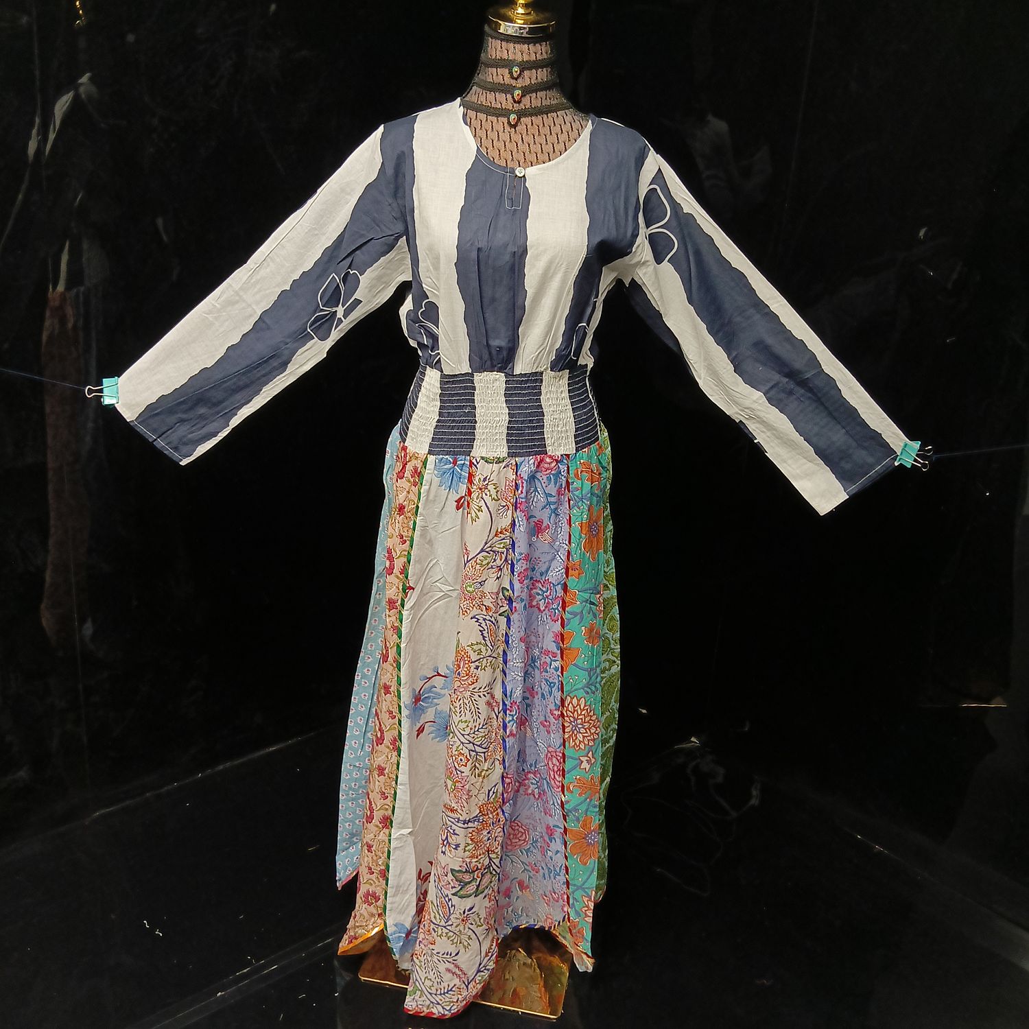 L/XL Zayna Printed Cotton Dress 56" Long Jalabiya